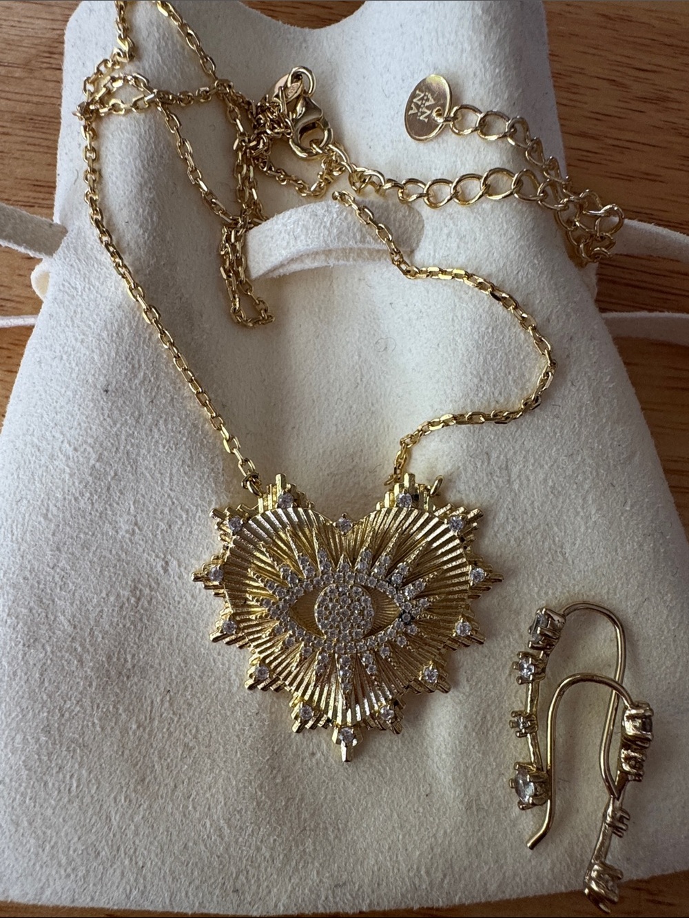 Gold Heart Eye Pendant Necklace - Women's Jewelry